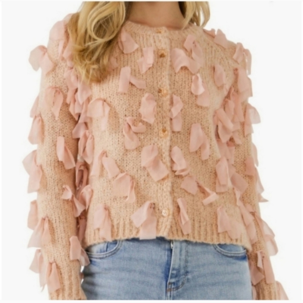 Free the Roses Pink Textured Cardigan